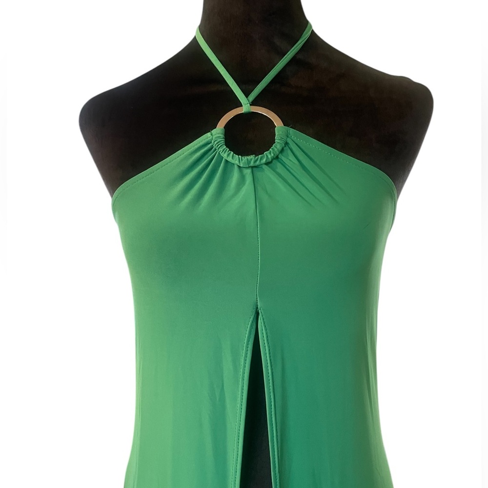 Emerald Green Goddess Halter Dress Top, Large, New - Picture 2 of 7